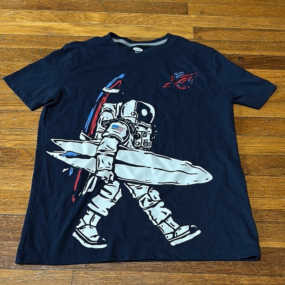 Old Navy Dark Blue Crewneck Tee, Moon Surfer, Sz XL (14/16)